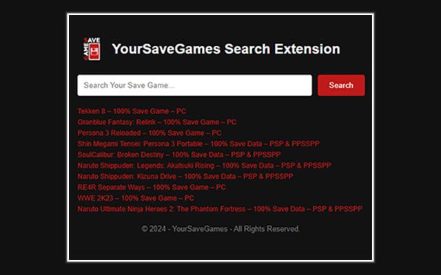 YourSaveGames Search Extension